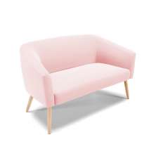 Namoradeira 02 Lugares Stella Suede Rosa Bebê Pés Palito Natural - D'Rossi