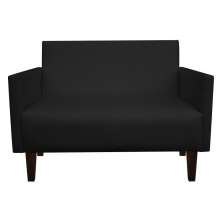 Namoradeira Jade 02 Lugares Corino Preto Pés Chanfrado Tabaco - D'Rossi