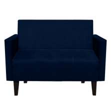 Namoradeira Jade 02 Lugares Suede Azul Marinho Pés Chanfrado Tabaco - D'Rossi