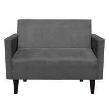 Namoradeira Jade 02 Lugares Suede Grafite Pés Chanfrado Tabaco - D'Rossi