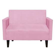 Namoradeira Jade 02 Lugares Suede Rosa Bebê Pés Chanfrado Tabaco - D'Rossi