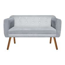 Namoradeira Julia 2 Lugares Suede Cinza com Strass Pés Palito Castanho D'Rossi