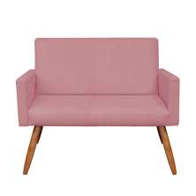 Namoradeira Larissa Suede Rose Pés Palito de Madeira- D'Rossi