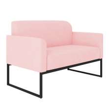 Namoradeira Marisa Suede Rosa Bebê Base Industrial Metálica Preto D'Rossi