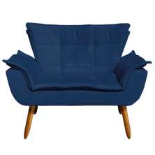 Namoradeira Opala Suede Azul Marinho Pés Palito Castanho D'Rossi