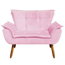 Namoradeira Opala Suede Rosa Bebê Pés Palito Castanho D'Rossi