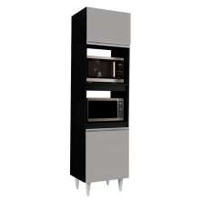 Paneleiro Torre Quente para Cozinha 02 Portas Ruth Preto e Cinza 56 cm - D'Rossi