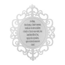 Placa Decorativa Ave Maria Arabesco MDF 25x20 Branco - D'Rossi