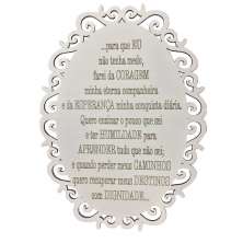 Placa Decorativa Oração Coragem Com Arabesco 25x19 MDF 3mm Branco - D'Rossi