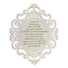 Placa Decorativa Oração Coragem Com Arabesco 25x20 MDF 3mm Branco - D'Rossi