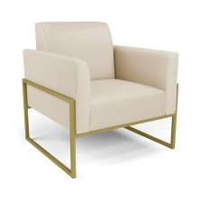 Poltrona Base Industrial Alta Dourado Marisa Corino Bege D03 - D'Rossi