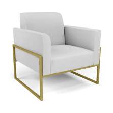 Poltrona Base Industrial Alta Dourado Marisa Linho Cinza A05 D03 - D'Rossi