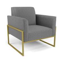 Poltrona Base Industrial Alta Dourado Marisa Linho Grafite A26 D03 - D'Rossi