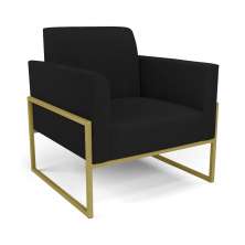 Poltrona Base Industrial Alta Dourado Marisa Linho Preto A79 D03 - D'Rossi