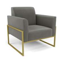Poltrona Base Industrial Alta Dourado Marisa Suede Grafite D03 - D'Rossi