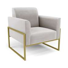 Poltrona Base Industrial Alta Dourado Marisa Veludo Cinza D03 - D'Rossi