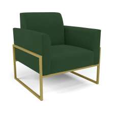 Poltrona Base Industrial Alta Dourado Marisa Veludo Verde D03 - D'Rossi