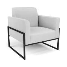 Poltrona Base Industrial Alta Preto Marisa Linho Cinza A05 D03 - D'Rossi