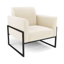 Poltrona Base Industrial Alta Preto Marisa Veludo Bege D03 - D'Rossi