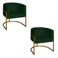 Poltrona Base Industrial Dourado Kit 2 Lety Veludo Verde S05 - D'Rossi