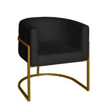 Poltrona Base Industrial Dourado Sala de Estar Lety Veludo Preto S05 - D'Rossi