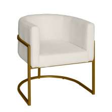 Poltrona Base Industrial Dourado para Sala Lety Bouclê Bege