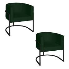 Poltrona Base Industrial Preto Kit 2 Lety Veludo Verde S05 - D'Rossi