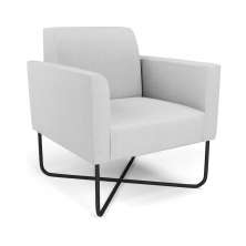 Poltrona Base X Industrial Preto Marisa Linho Cinza A05 D03 - D'Rossi