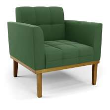 Poltrona Base de Madeira Fixa Castanho Elisa Suede Verde D03 - D'Rossi