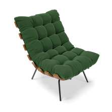 Poltrona Costela Suede Verde Base Metálica Preto - D'Rossi