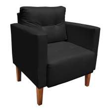 Poltrona Decorativa Lívia Corino Preto Pés Chanfrado D'Rossi