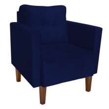 Poltrona Decorativa Lívia Suede Azul Marinho Pés Chanfrado D'Rossi