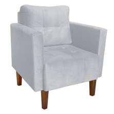 Poltrona Decorativa Lívia Suede Cinza Pés Chanfrado D'Rossi