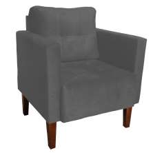 Poltrona Decorativa Lívia Suede Grafite Pés Chanfrado D'Rossi