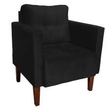 Poltrona Decorativa Lívia Suede Preto Pés Chanfrado D'Rossi