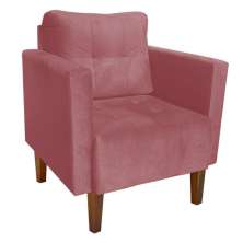 Poltrona Decorativa Lívia Suede Rose Pés Chanfrado D'Rossi