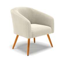 Poltrona Decorativa Pé Palito Castanho Stella Bouclê Bege D03 - D'Rossi