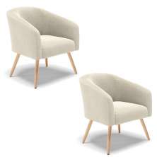 Poltrona Decorativa Pé Palito Natural Kit 2 Stella Bouclê Bege D03 - D'Rossi