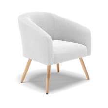 Poltrona Decorativa Pé Palito Natural Stella Bouclê Off White D03 - D'Rossi