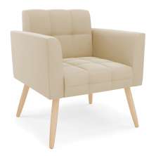 Poltrona Elisa Suede Pés Palito Natural - D'Rossi