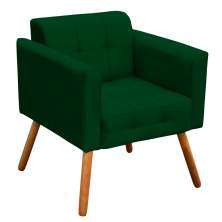 Poltrona Elisa Suede Verde Pés Palito Castanho - D'Rossi