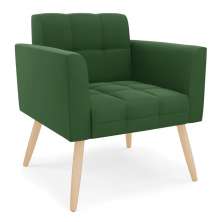 Poltrona Elisa Suede Verde Pés Palito Natural - D'Rossi