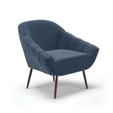 Poltrona Giovana Suede Azul Marinho Pés Palito de Ferro - D'Rossi