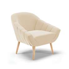 Poltrona Giovana Suede Bege Pés Palito Natural - D'Rossi