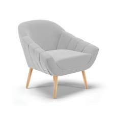 Poltrona Giovana Suede Cinza Pés Palito Natural - D'Rossi