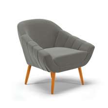 Poltrona Giovana Suede Grafite Pés Palito Castanho - D'Rossi
