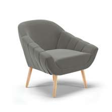 Poltrona Giovana Suede Grafite Pés Palito Natural - D'Rossi