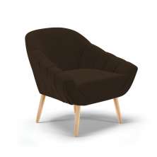 Poltrona Giovana Suede Marrom Pés Palito Natural - D'Rossi