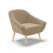 Poltrona Giovana Suede Marrom Rato Pés Palito Natural - D'Rossi