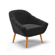 Poltrona Giovana Suede Preto Pés Palito Castanho - D'Rossi